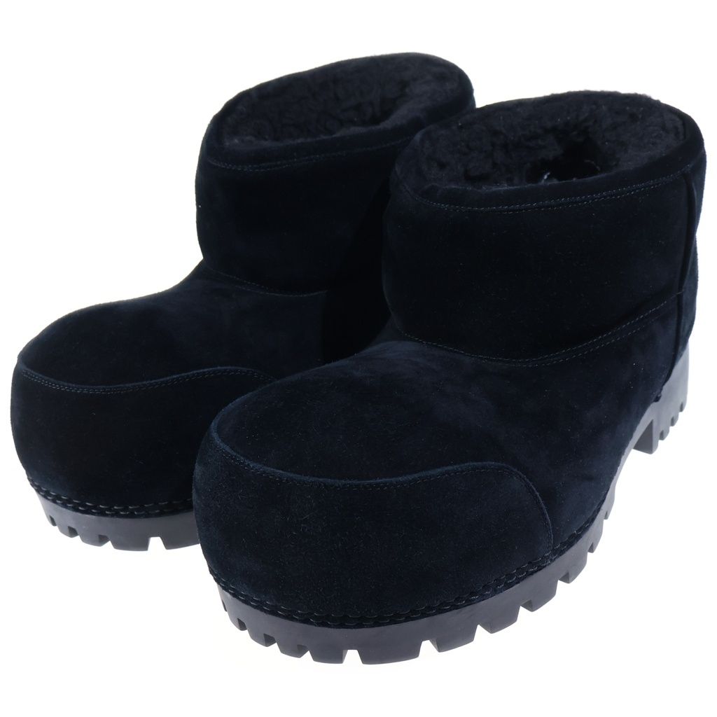 Balenciaga Alaska Fur Suede Short Boots Booties Black — view 2