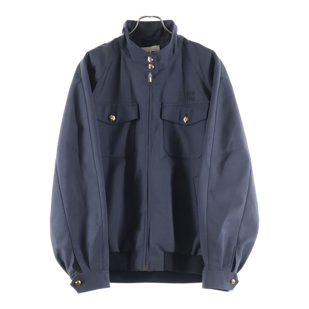 Miu Miu Embroidered Logo Jacket Embroidery Gray