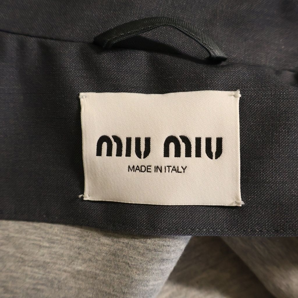 Miu Miu Embroidered Logo Jacket Embroidery Gray — view 6