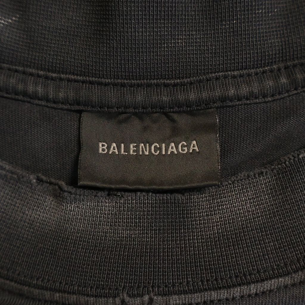 Balenciaga Tape Type T-Shirt Front Logo Print Short Sleeve Crew Neck Top Black — view 6