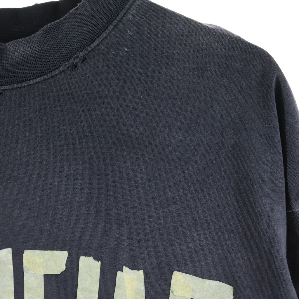 Balenciaga Tape Type T-Shirt Front Logo Print Short Sleeve Crew Neck Top Black — view 4