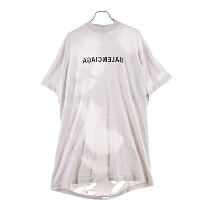Balenciaga Mirror Logo Oversized T-Shirt Distressed Front Print Short Sleeve