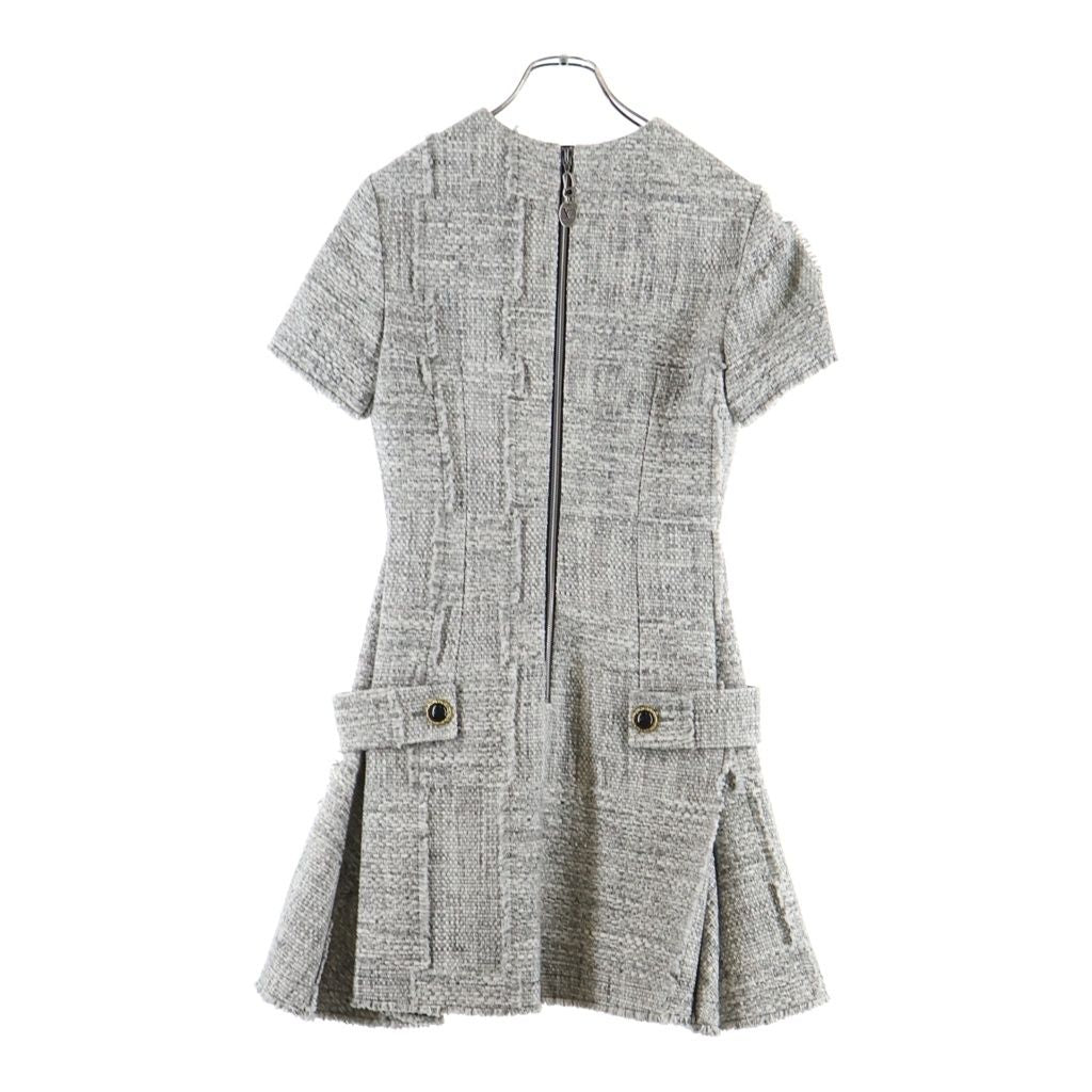 Louis Vuitton Dress Collarless Tweed Gray — view 2