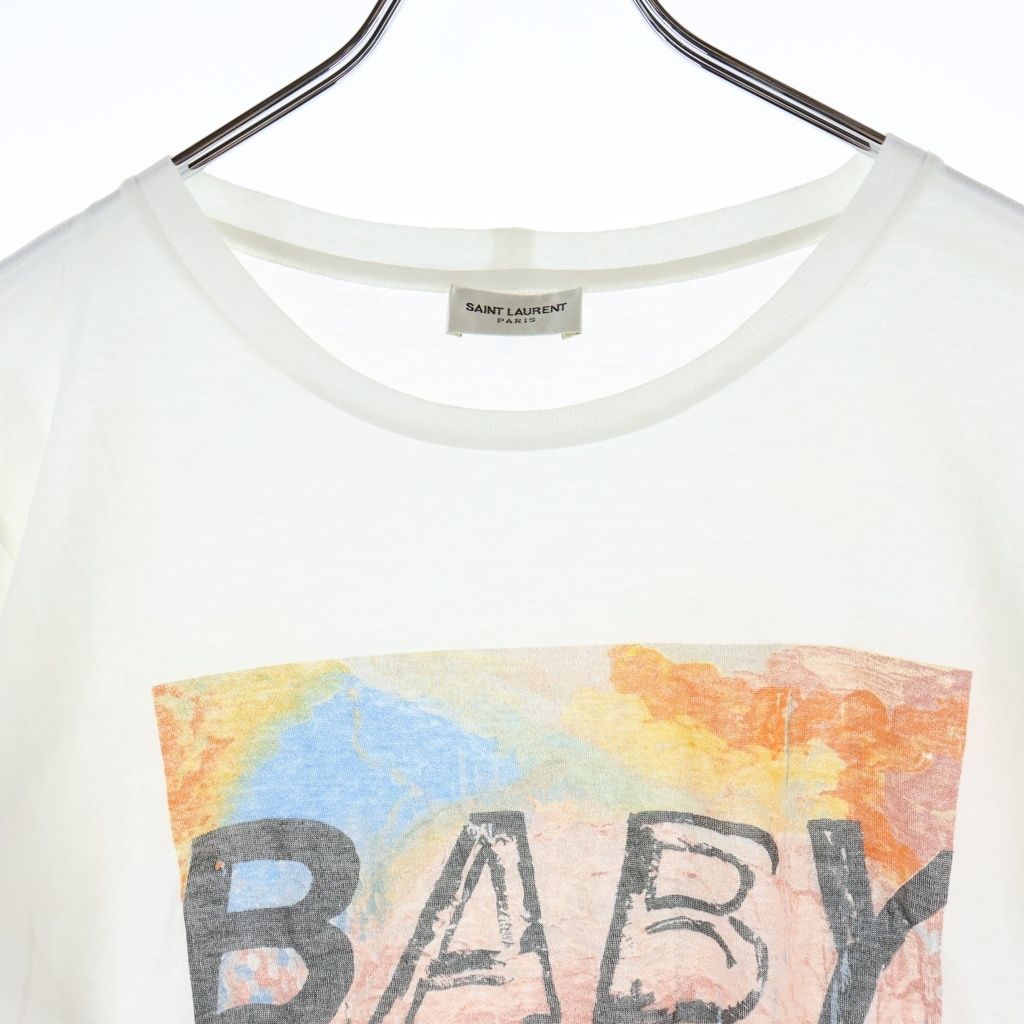 Saint Laurent Paris Hedi Era Baby Print Cotton Crew Neck Short Sleeve T-Shirt — view 3
