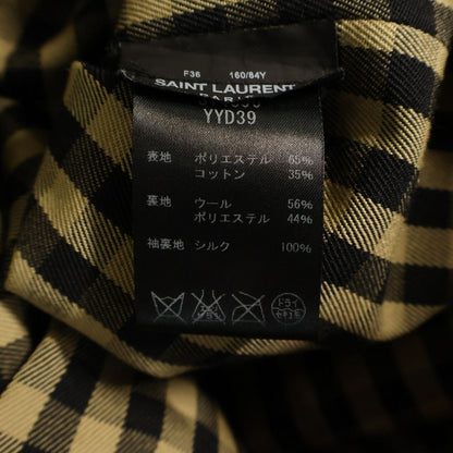 Saint Laurent Paris Hedi Era Lining Check Belted Trench Coat Brown — view 7