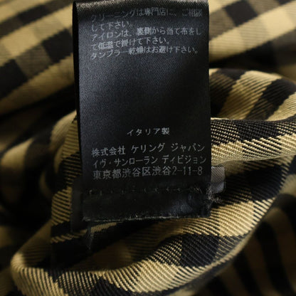 Saint Laurent Paris Hedi Era Lining Check Belted Trench Coat Brown — view 8