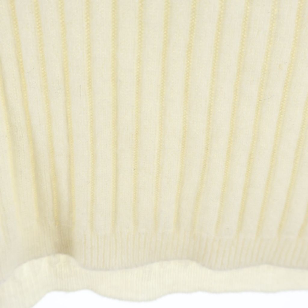 Miu Miu Logo Embroidery Rib Cashmere Polo Shirt White — view 5