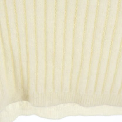 Miu Miu Logo Embroidery Rib Cashmere Polo Shirt White — view 5