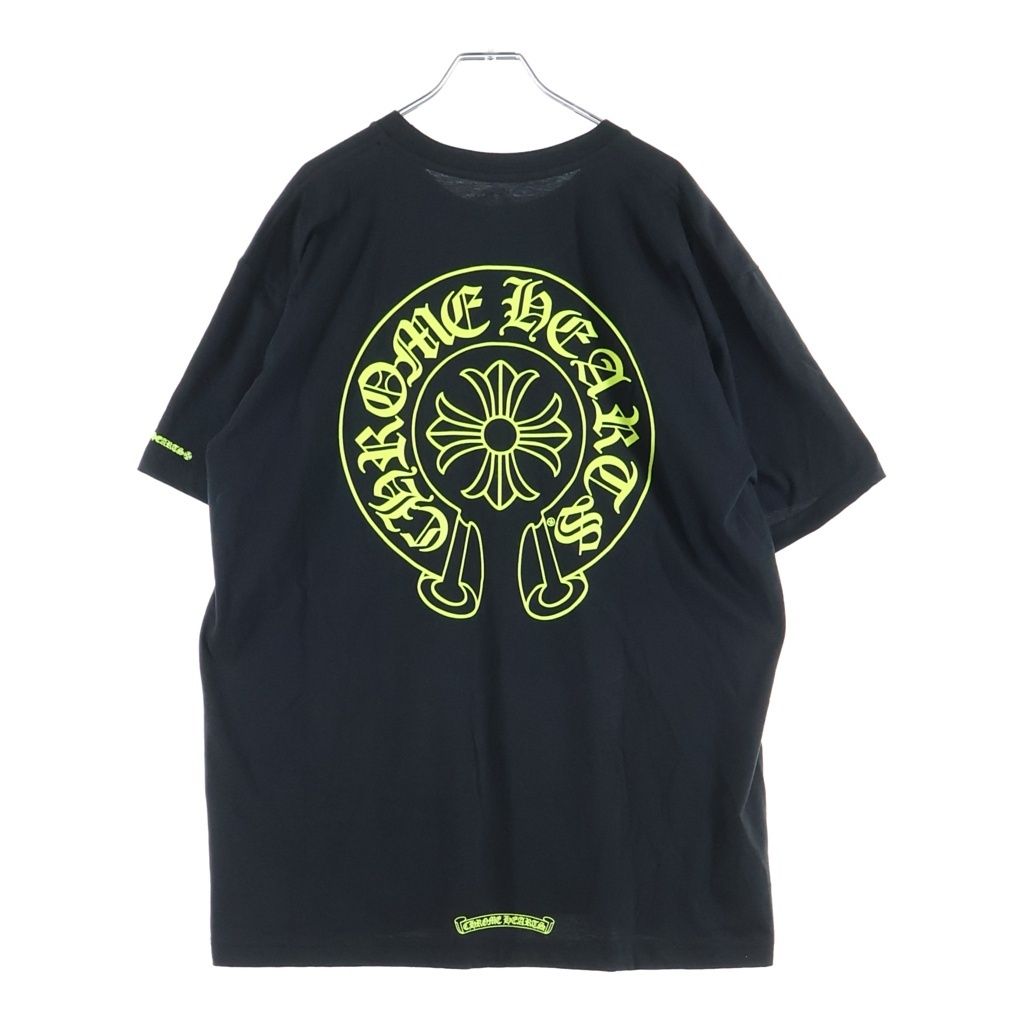 Chrome Hearts Horseshoe Short Sleeve Tee Black Neon Yellow Crew Neck T-Shirt