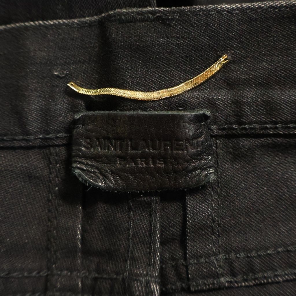 Saint Laurent Paris Hedi Era High Waist Zip Fly Skinny Denim Black Sk Hw — view 7