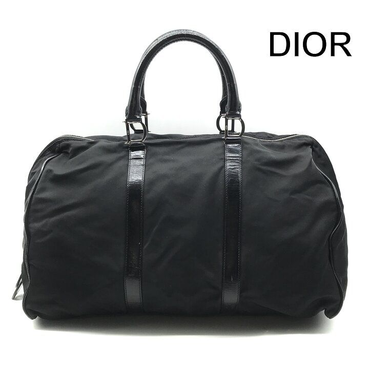 Dior Nylon Patent Boston Hand Bag Black Bag