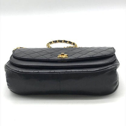 Chanel CC Logo Turnlock Lambskin Chain Shoulder Bag Black — view 4