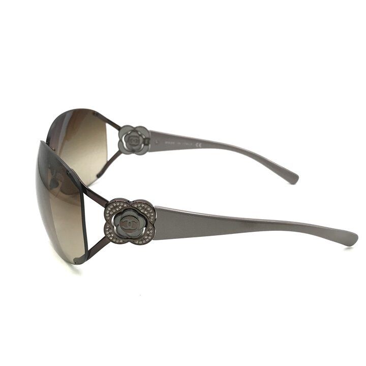 Chanel CC Logo Sunglasses Eyewear Rhinestone Camellia — view 5