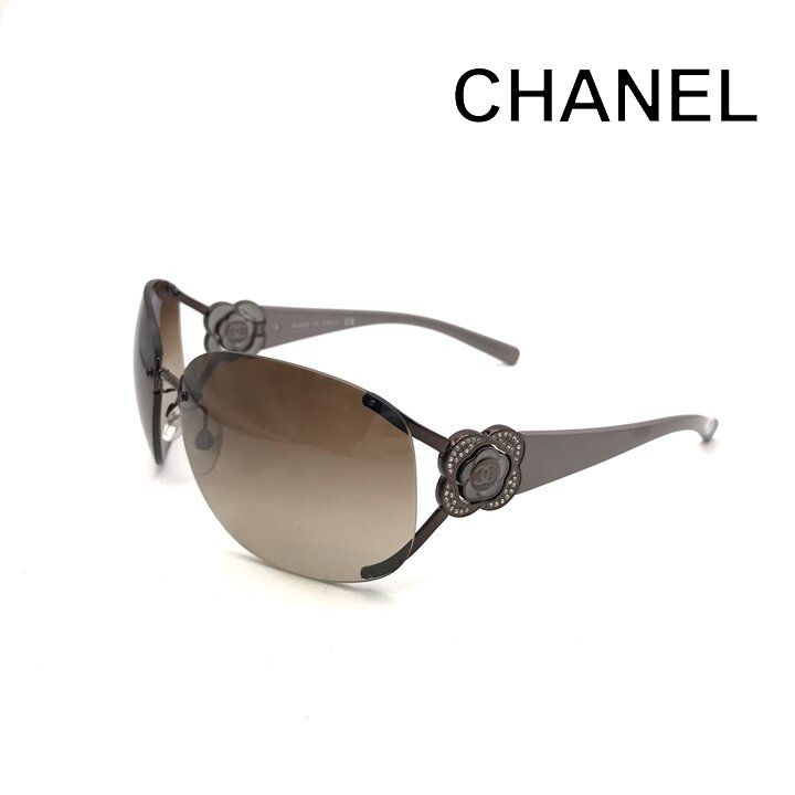 Chanel CC Logo Sunglasses Eyewear Rhinestone Camellia