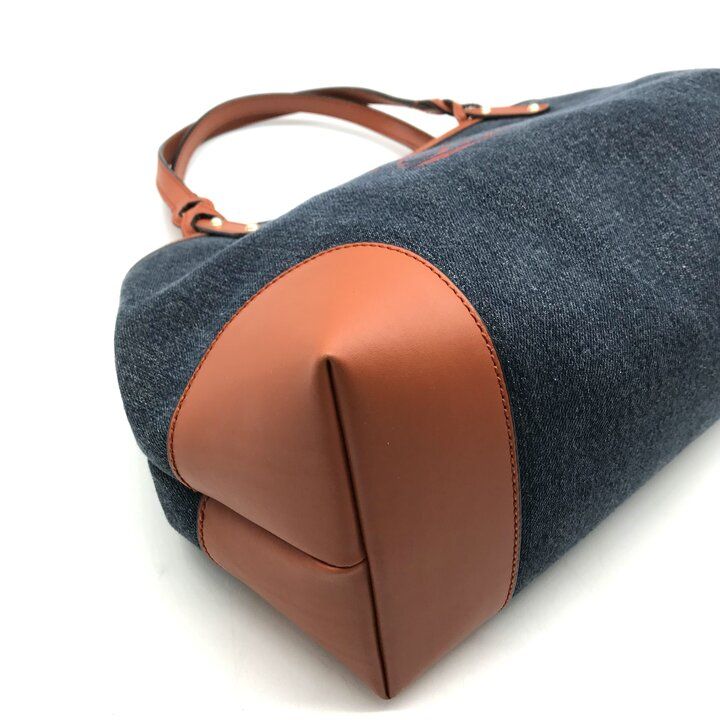 Gucci Denim Logo Craft Hand Tote Bag Orange — view 5