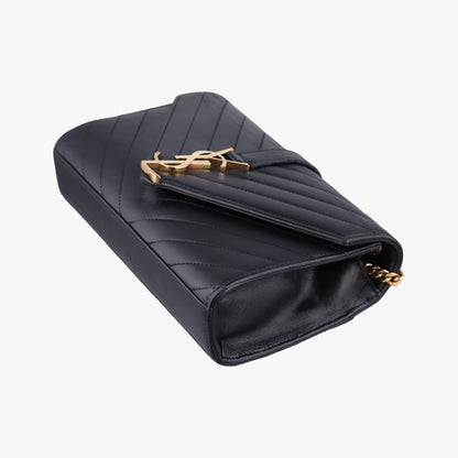 Saint Laurent Monogram Envelope Black Leather — view 4