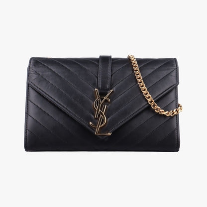 Saint Laurent Monogram Envelope Black Leather