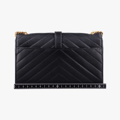 Saint Laurent Monogram Envelope Black Leather — view 2