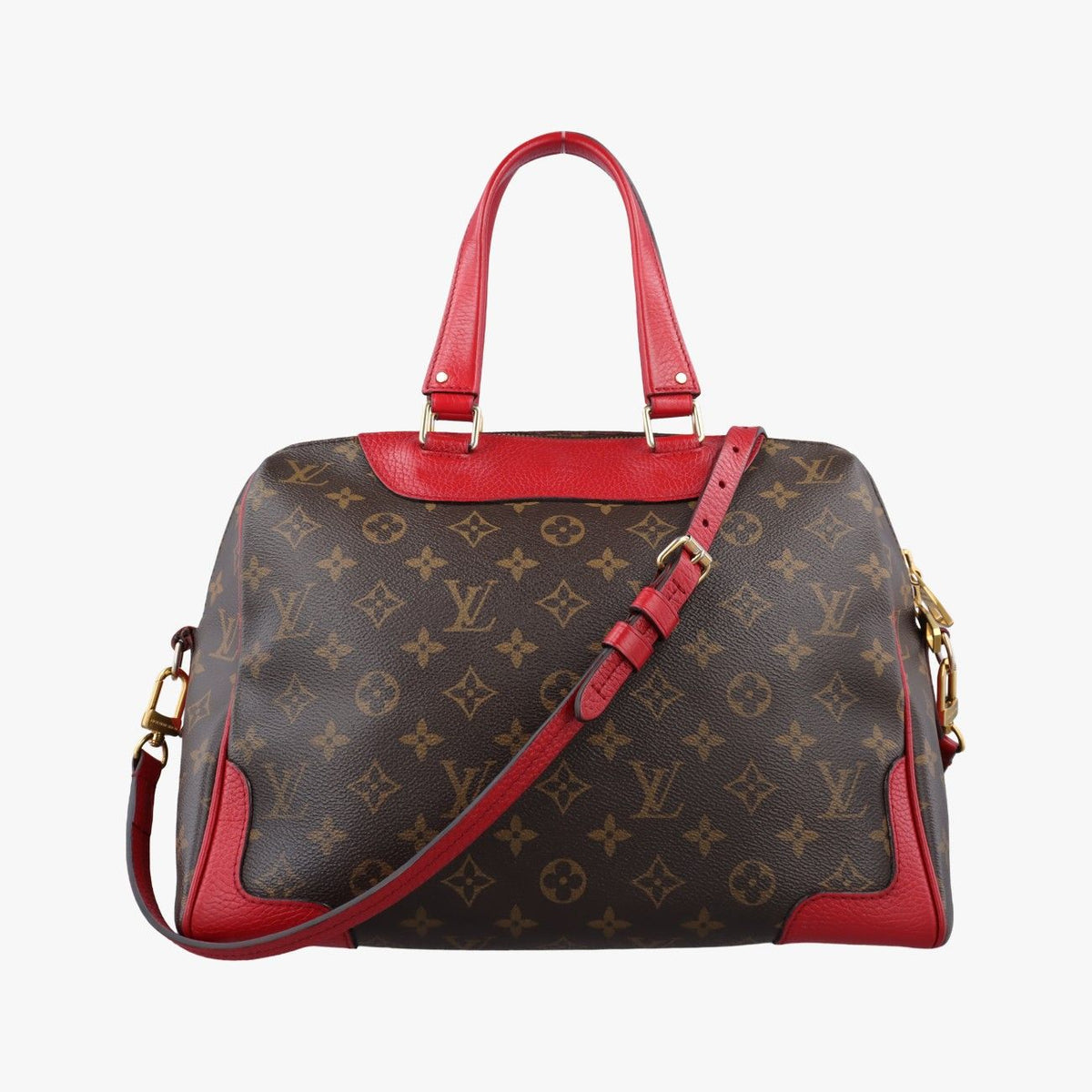 Louis Vuitton Retiro PM Monogram Brown Coquelicot Canvas Calfskin