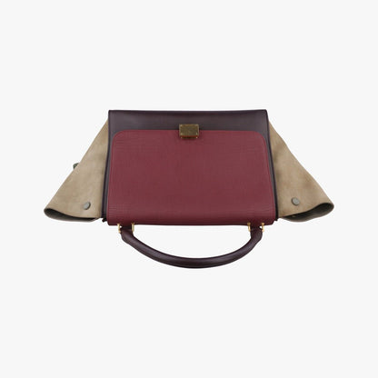 Celine Trapeze Medium Bordeaux Black Brown Suede Leather Handbag — view 8