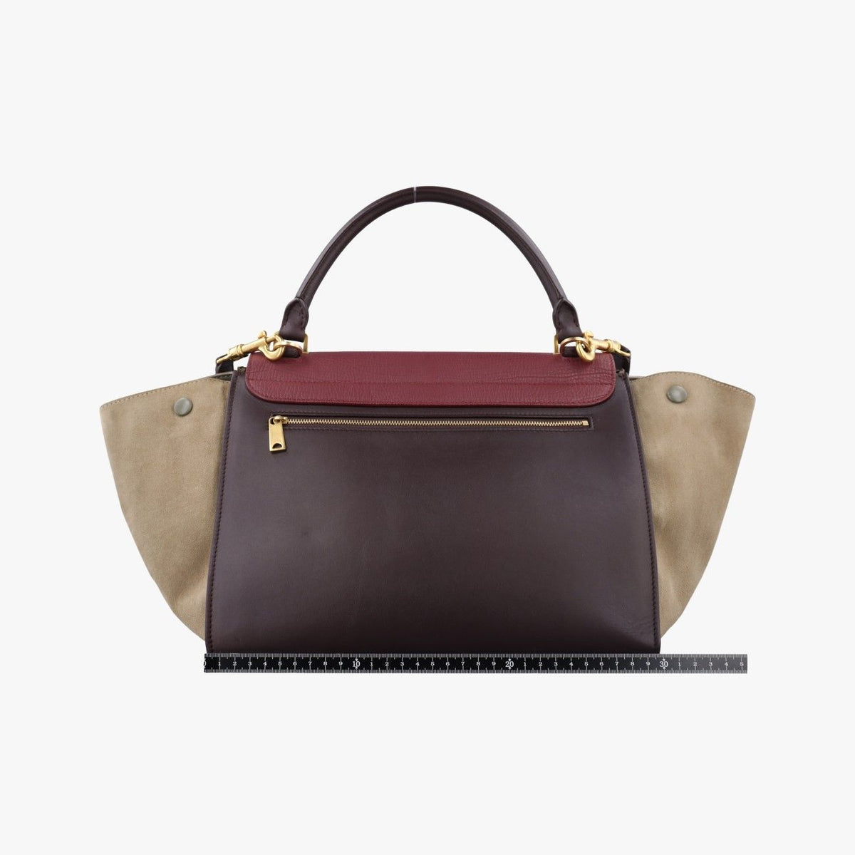 Celine Trapeze Medium Bordeaux Black Brown Suede Leather Handbag — view 2