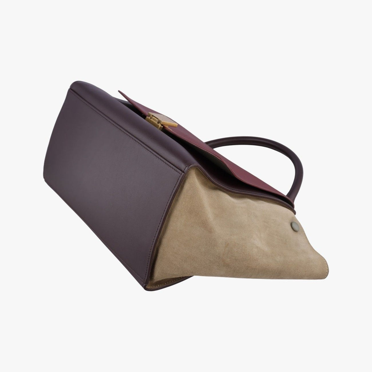 Celine Trapeze Medium Bordeaux Black Brown Suede Leather Handbag — view 4