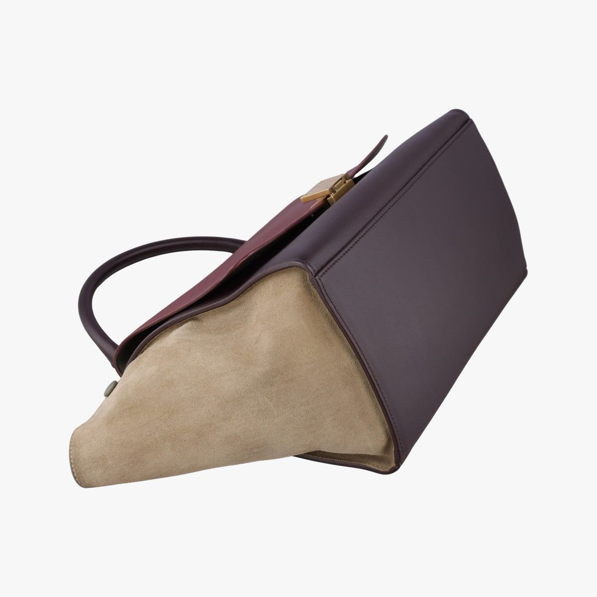 Celine Trapeze Medium Bordeaux Black Brown Suede Leather Handbag — view 5