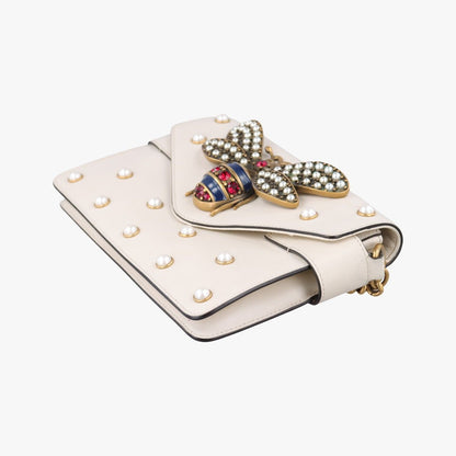 Gucci Broadway Pearl Bee White Leather — view 4