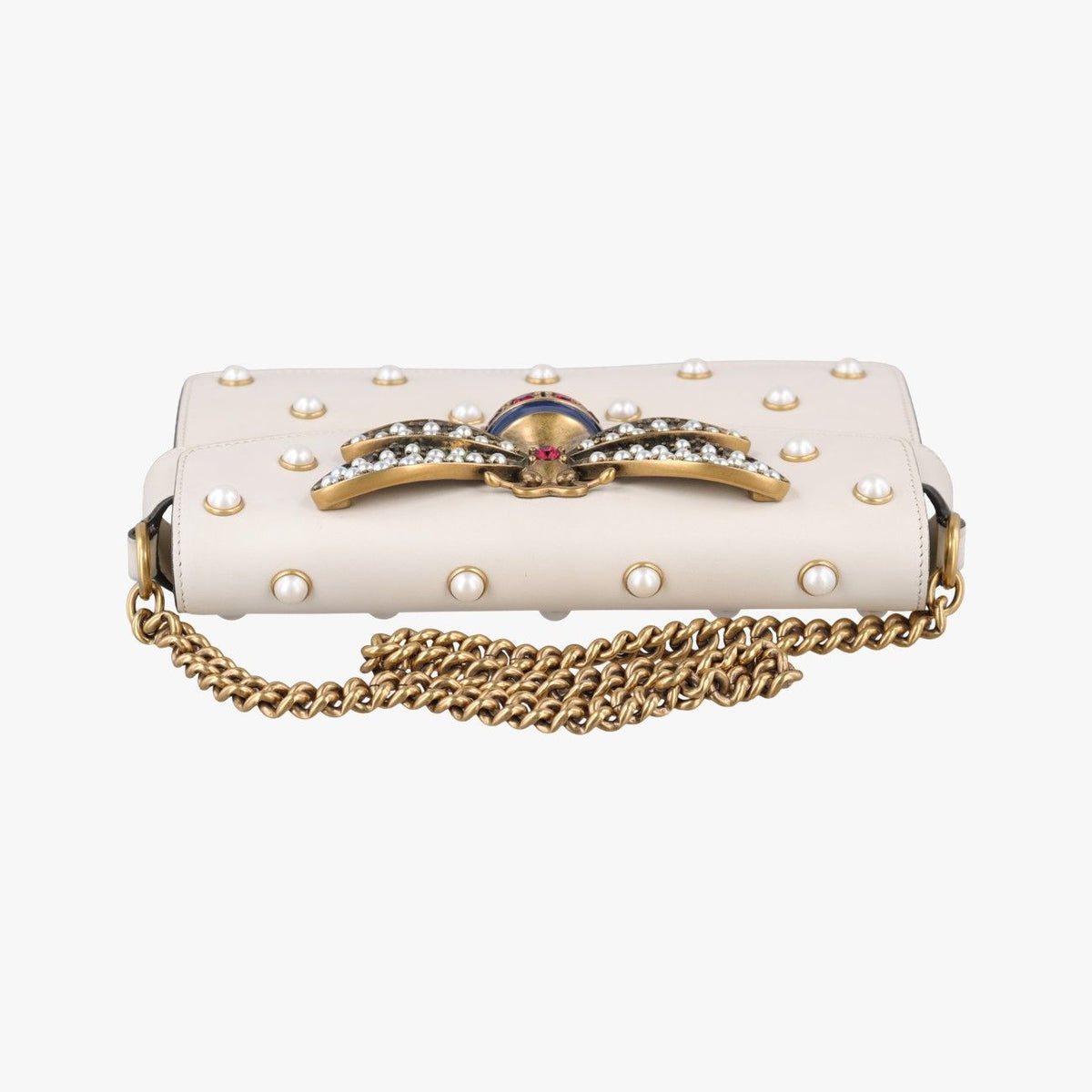 Gucci Broadway Pearl Bee White Leather — view 8