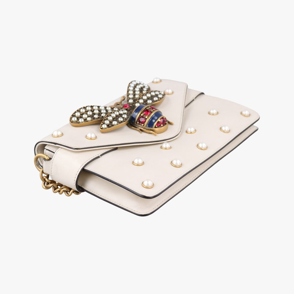Gucci Broadway Pearl Bee White Leather — view 5
