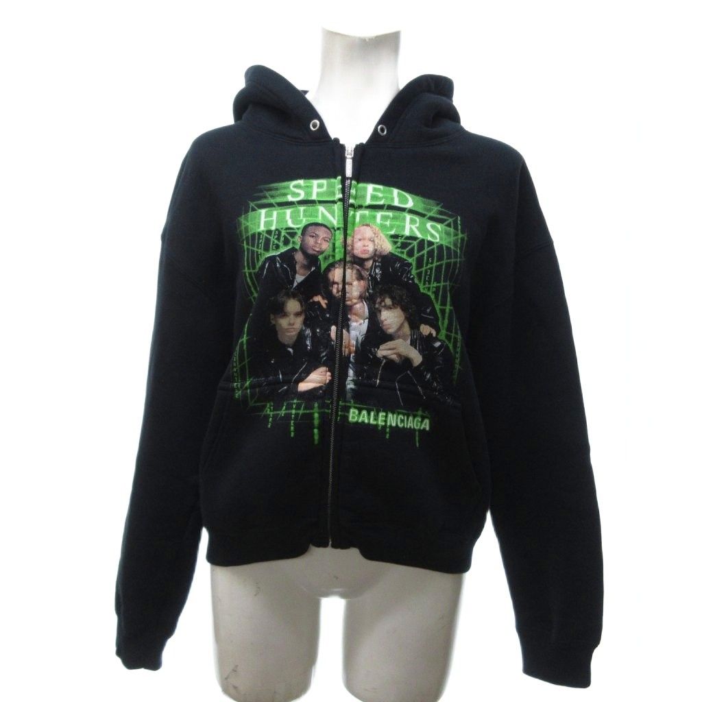 Balenciaga Speed Hunters Zip Up Hoodie Black