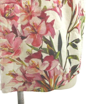 Dolce & Gabbana Floral Blouse Top Short Sleeve White Pink Green Top Back 40 — view 8