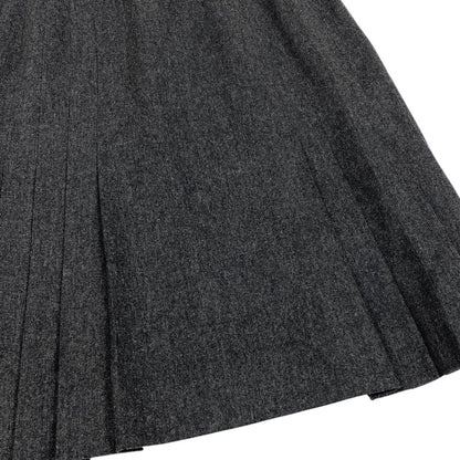 Chanel 90S CC Logo Button Pleated Skirt Gray Wool 40 — view 5