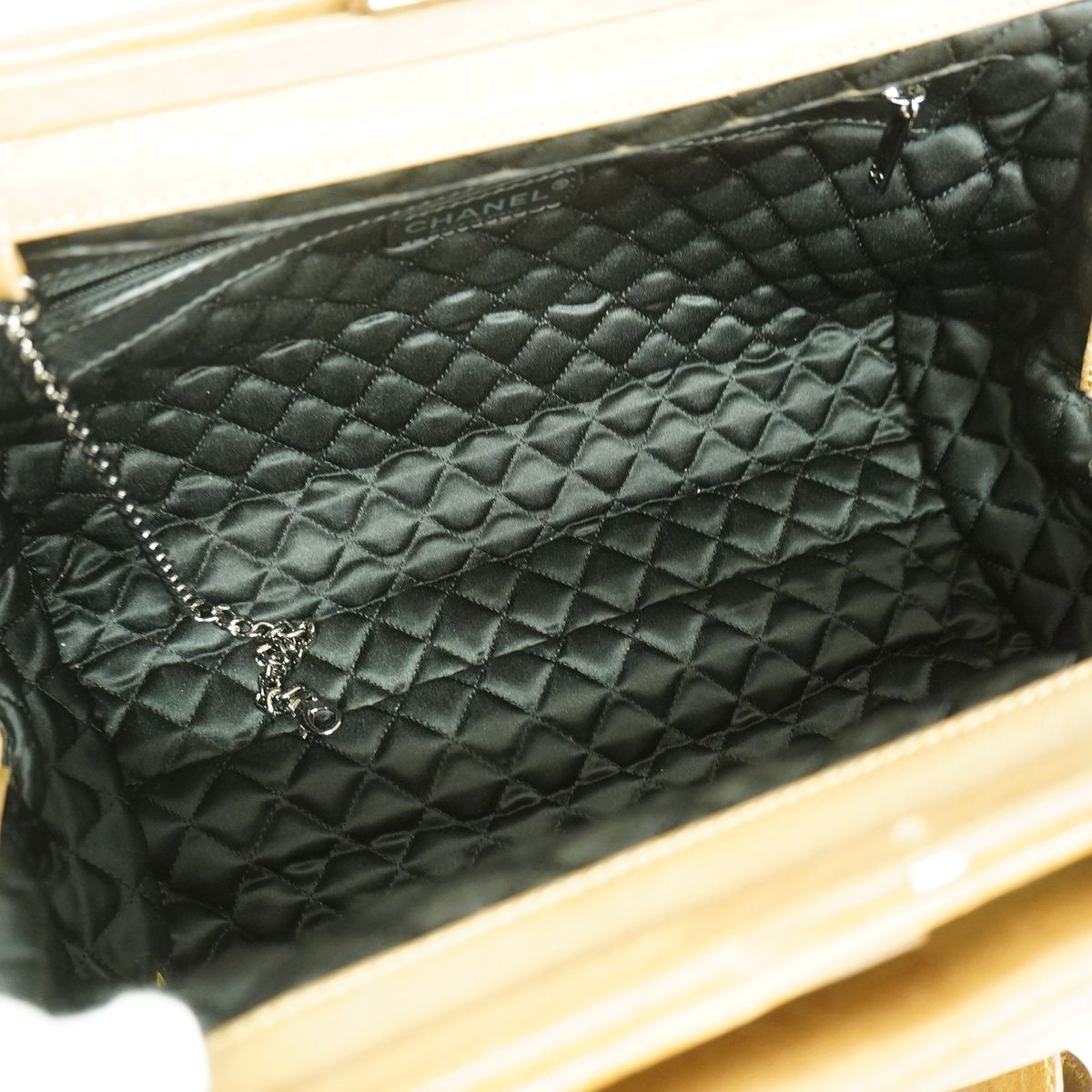 Chanel Chain Tote Bag Leather Brown Silver — view 4