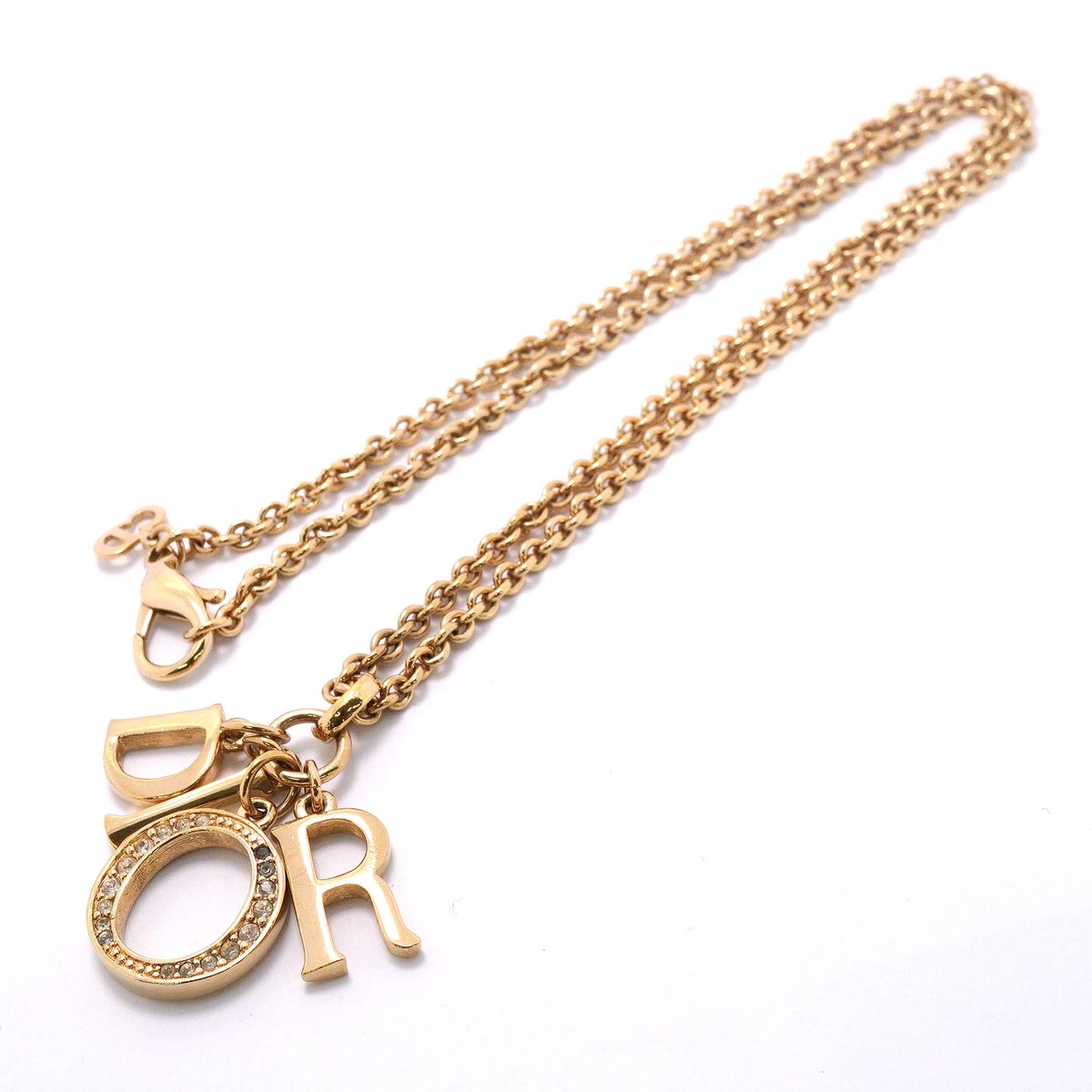 Dior Necklace Logo Gold Plated Rhinestone — view 3