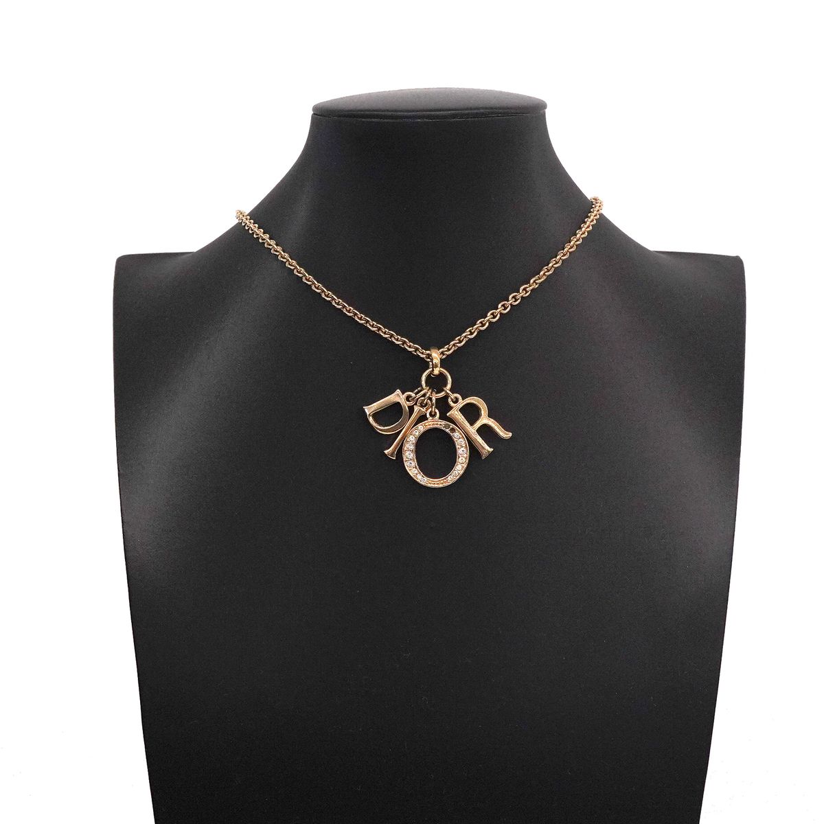 Dior Necklace Logo Gold Plated Rhinestone — view 6