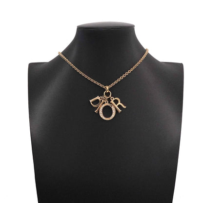 Dior Necklace Logo Gold Plated Rhinestone — view 6