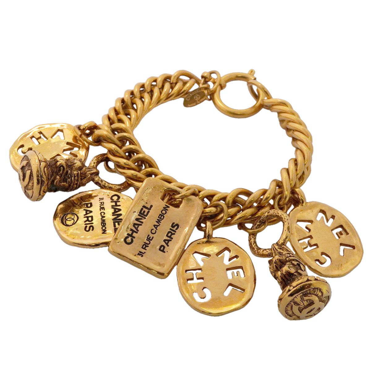 Chanel Bracelet Vintage CC Logo Gold Plated