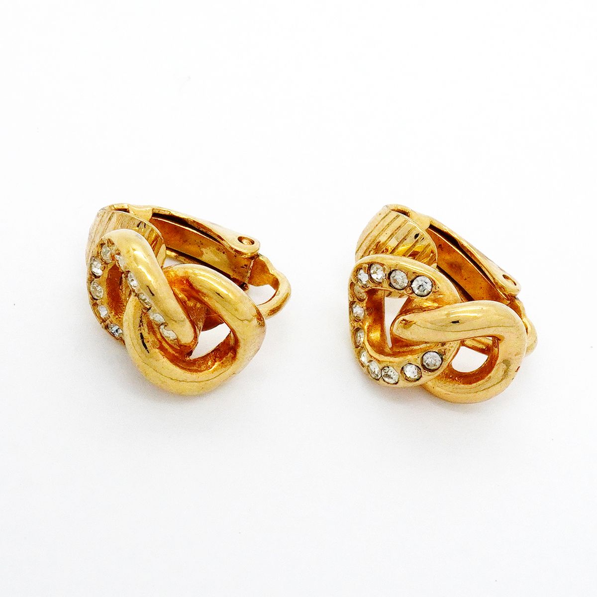 Dior Earrings Gold Plated Rhinestone — view 2
