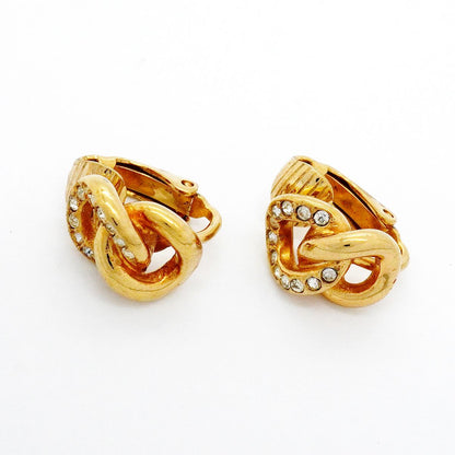 Dior Earrings Gold Plated Rhinestone — view 2