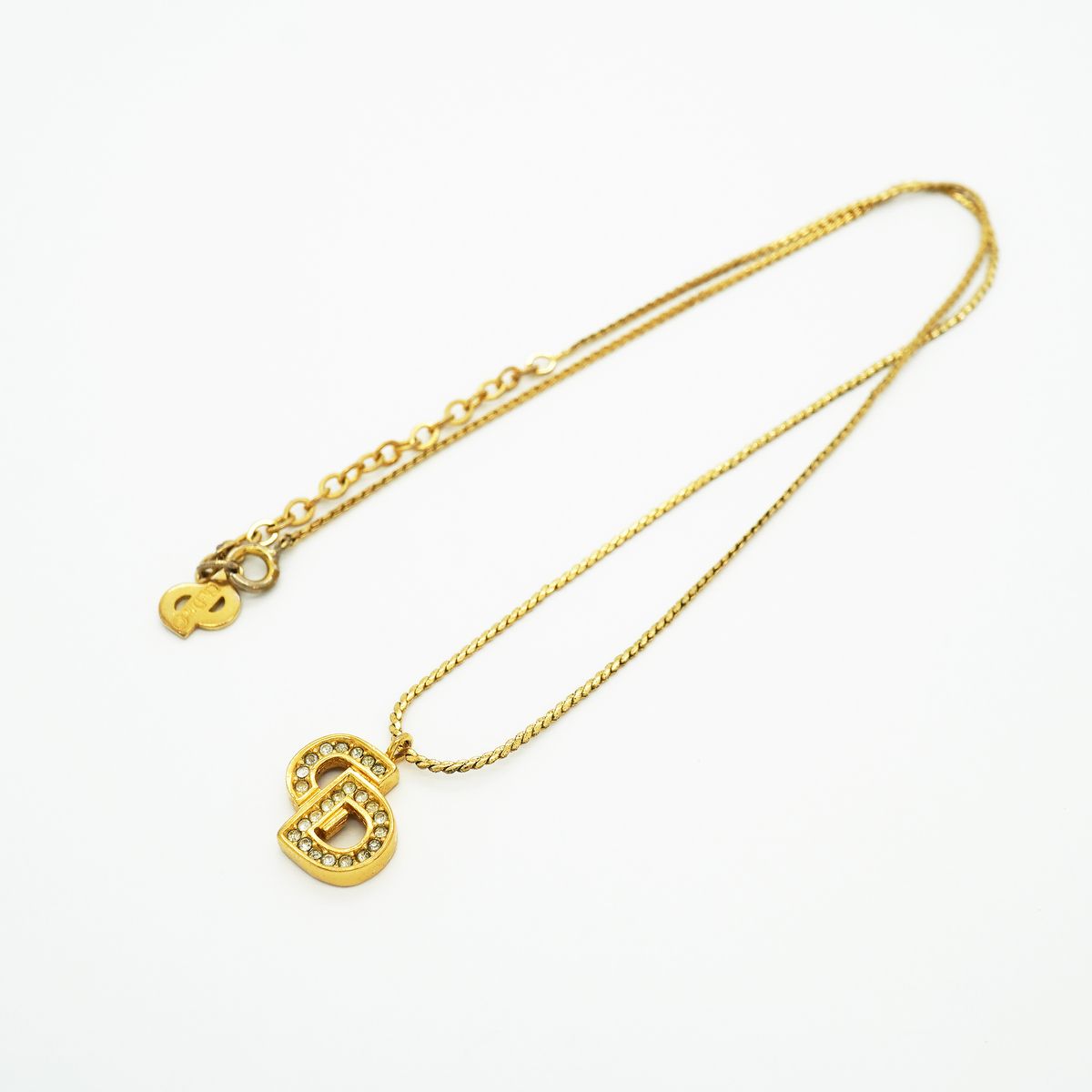 Dior Necklace CD Logo Gold Plated Rhinestone — view 3