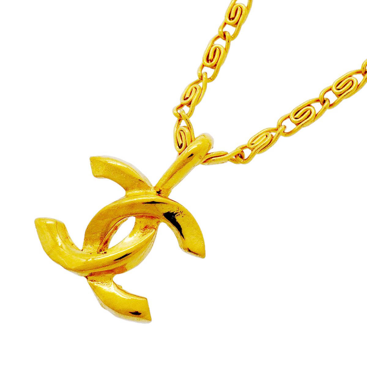 Chanel Necklace Vintage CC Logo Gold Plated