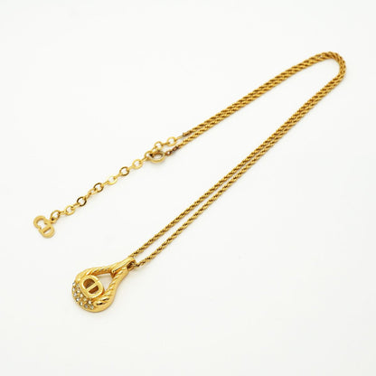 Dior Necklace CD Logo Gold Plated Rhinestone — view 3