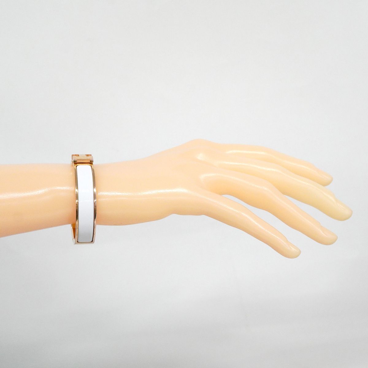 Hermes Bangle Clic Clac PM Gold Plated White Bracelet — view 6