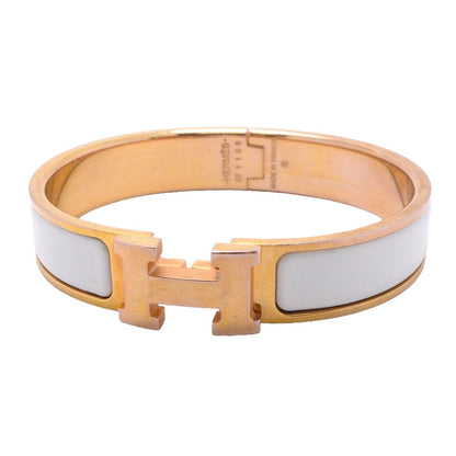 Hermes Bangle Clic Clac PM Gold Plated White Bracelet