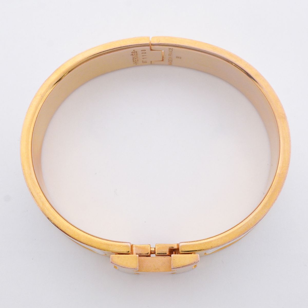 Hermes Bangle Clic Clac PM Gold Plated White Bracelet — view 3