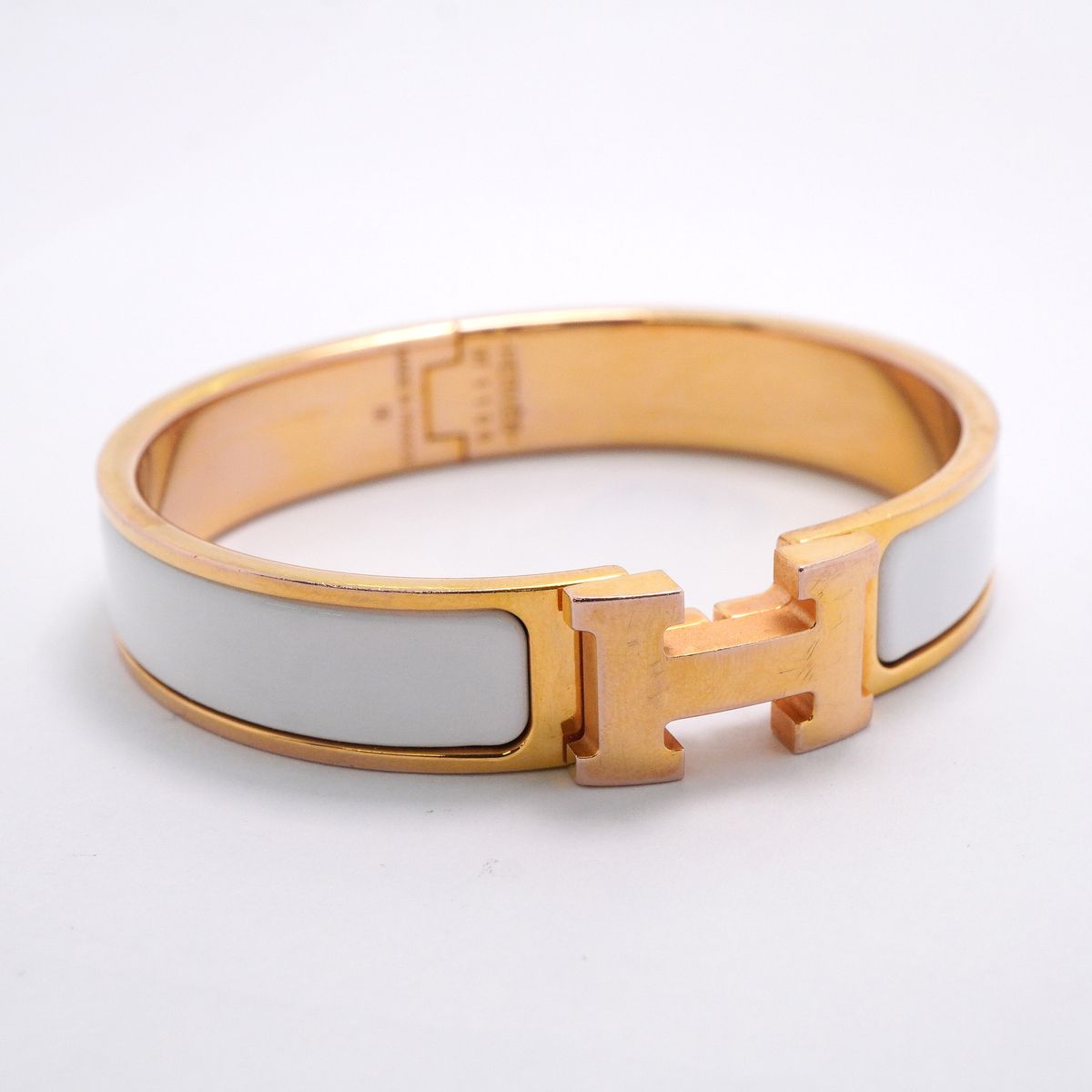 Hermes Bangle Clic Clac PM Gold Plated White Bracelet — view 2