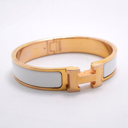 Hermes Bangle Clic Clac PM Gold Plated White Bracelet — view 2