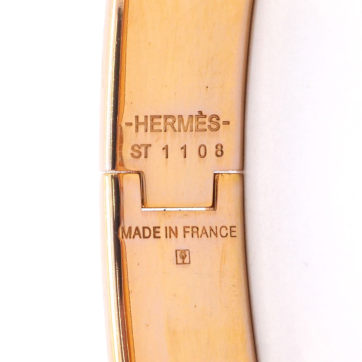 Hermes Bangle Clic Clac PM Gold Plated White Bracelet — view 5