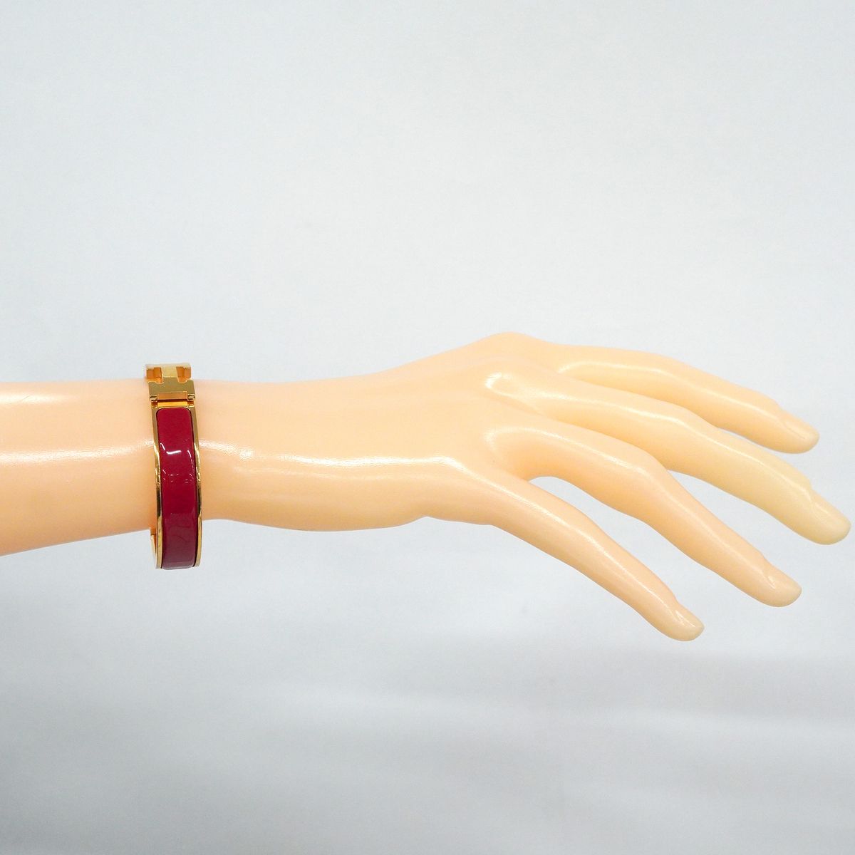 Hermes Bangle Clic Clac PM Gold Plated Red Bracelet — view 6